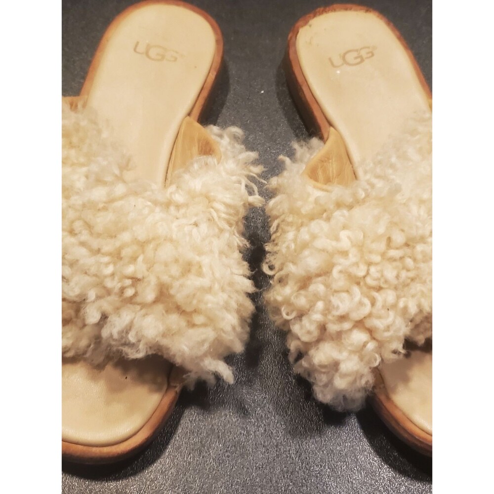 UGG Joni Shearling Sandals Cream Size 5